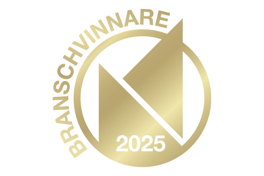 Utmärkelse för Branschvinnare 2025 i guld med geometrisk design